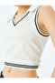 Slim Fit Sleeveless Polo Neck Crop T-Shirt - 5