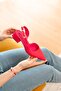Aura Fuchsia Matte Satin Side Buckle (4 cm Heel Length) Pointed Toe Heeled Ballerina Shoes - 2