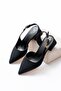 Duara Black Matte Satin Side Buckle (4 cm Heel Length) Pointed Toe Heeled Ballerina Shoes - 4