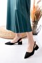 Duara Black Matte Satin Side Buckle (4 cm Heel Length) Pointed Toe Heeled Ballerina Shoes - 3