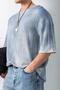 Men's Super Oversize Patterned Knitwear T-Shirt Blue - 5