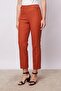Women's High Waist Buttoned Pipe Leg Fabric Trousers with Stitched Waistband on the Front - Tile - 4