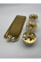 Elysia Gold 3-Piece Glass Bowl with Snack Bowl, Presentation, Seasoning, Ice Cream Rectangular Tray - 6