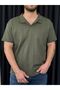 Men's Khaki Honeycomb Polo Neck T-Shirt - 2