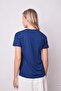 Women's V-Neck Short Sleeve Stretch Fabric Fabric Stylish Blouse-Navy Blue - 7