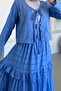 Embroidery Tied Skirt Suit Blue 3012 - 3