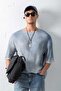 Men's Super Oversize Patterned Knitwear T-Shirt Blue - 3
