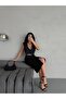 Slitted Midi Length Lycra Jean Skirt - 4
