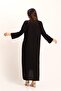 Women's Black Front Sequin Sequin Applique Embroidered Long Shirt Dress with Sleeve Epaulets - 5