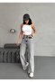 Slit Detail Pipe Leg Gray Snow Wash Jean - 3
