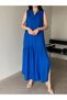 Cobalt Blue Zero Sleeve Shirt Dress - 3