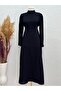 Marbling Lace-Up Crepe Dress-Pa9598 Black - 2