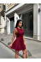 Women's Tie Front Pleated Dress - 3