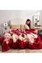 KOREAN STYLE MINK SOFT THICKENED LUXURIOUS FLORAL BLANKET RED-1