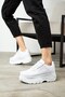 Daily Women's White Sports Shoes High Thick Sole Lace-Up Comfortable Lightweight Sneaker 001 - 3