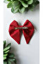 Back to School Classic and Stylish Red Linen Fabric Bow with Clip Automatic Buckle - 4