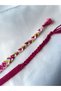 Pink and Green Colored Patterned Handmade Knitted Bracelet Set of 2 - 3