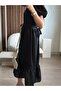 Black Square Neck Tie Dress - 7
