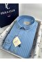 Men Shirt Regular Fit Pocketless Soft Texture Lapel Button down (Ice Blue) - 2