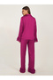 Solid Satin Pajama Set with Pleated Details - 4