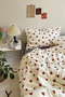 Double Duvet Cover Set Red Heart Cotton Pillowcase (with Gift)