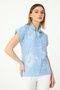 Baby Blue Chain Bat Sleeve Linen Shirt - 3