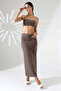 Women's Brown Crop Skirt Suit Mcs 222 - 6