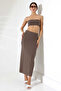 Women's Brown Crop Skirt Suit Mcs 222 - 3
