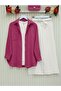 Single Pocket Buttoned Collar Crinkle Shirt - Fuchsia