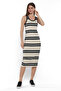 Women's Beige Cotton Ribbed Midi Dress — Modern Design for Versatile Effortless Everyday Style