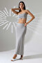 Women's Light Gray Crop Skirt Suit Mcs 222 - 4