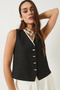 Women's Black Garni Detailed Metal Buttoned Lined Vest 11133 60281012 - 3