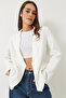 Women's Ecru Padded Lining Striped Strawberry Fabric Blazer Jacket 50178 60283002