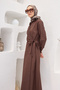 Women's Brown Poplin Side Tie Dress - 4