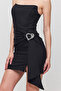 Strapless Collar Mini Dress with Belt Detail - 4