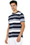 Men's Navy & White Striped Round Neck T-Shirt – 100% Cotton Casual Classic Essential, Summer-Ready! - 2