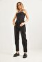 High Waist Loose Cut Trousers Black