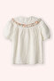 Girl's Ecru Shirt with Ruffled Collar and Floral Detail - 3
