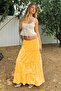 Yellow Basic Pleated Women's Long Skirt - 2