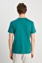 100% Cotton Regular Fit Regular Cut Crew Neck Minimal Logo Green T-Shirt - 5