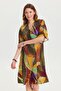 Button Detail V-Neck Short Sleeve Summer Dress - 3