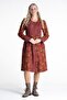 Long Sleeve Flannel Camellia Ribbed Lily Pattern Midi Length Autumn and Winter Dress Burgundy Brd