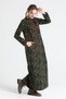Long Sleeve Sudenaz Flannel Long Autumn and Winter Dress Floral Pattern Green Ysl - 6