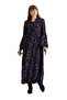 Long Sleeve Selçil Flannel Long Autumn And Winter Dress Tile Pattern Black Syh - 6