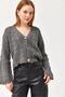 Balloon Sleeve Knitted Patterned Crop Knitwear Cardigan Smoked - 2