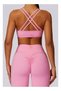 Womens Cross Striped Back Sports Bra - Padded Low Impact Workout Yoga Bra - 7