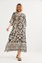 Double Breasted Collar Midi Sleeve Long Dress Mink