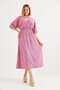 Double Breasted Collar Midi Dress with Waistband Pink - 3