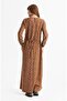 Long Sleeve Flannel Nurcan Long Autumn and Winter Dress Mustard Hrd - 3