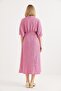 Double Breasted Collar Midi Dress with Waistband Pink - 4